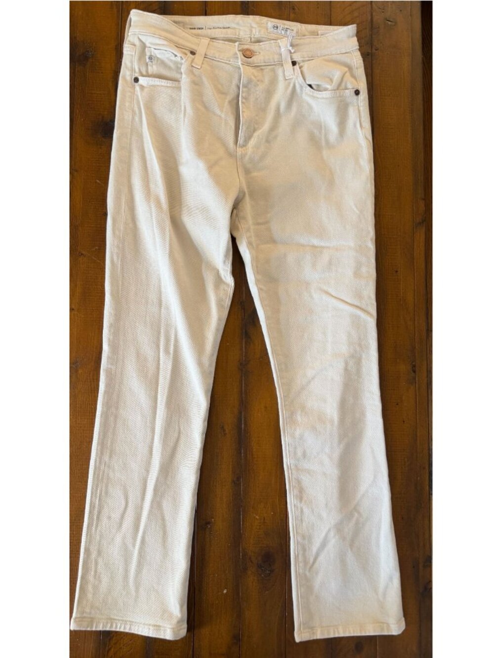 NWT! AG Mari Crop High-Rise Slim Straight_White Cream_Sz 30